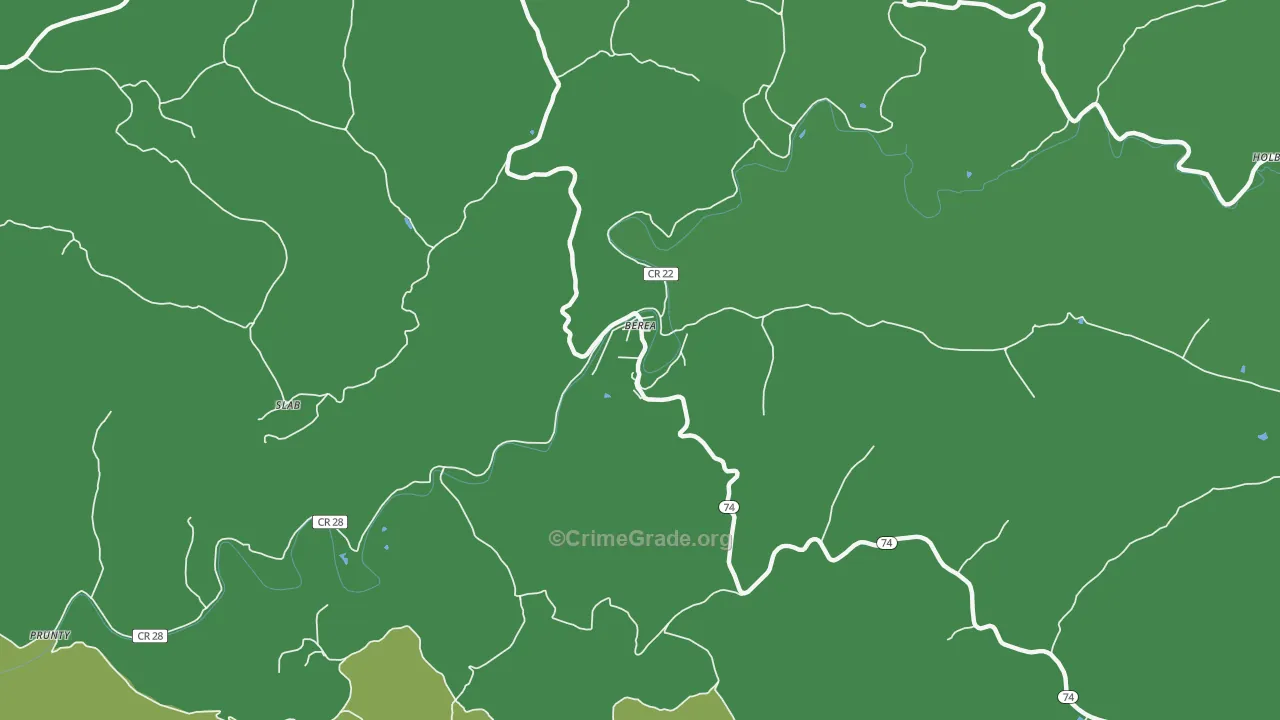 Berea, WV Map of Vehicle Theft Rates