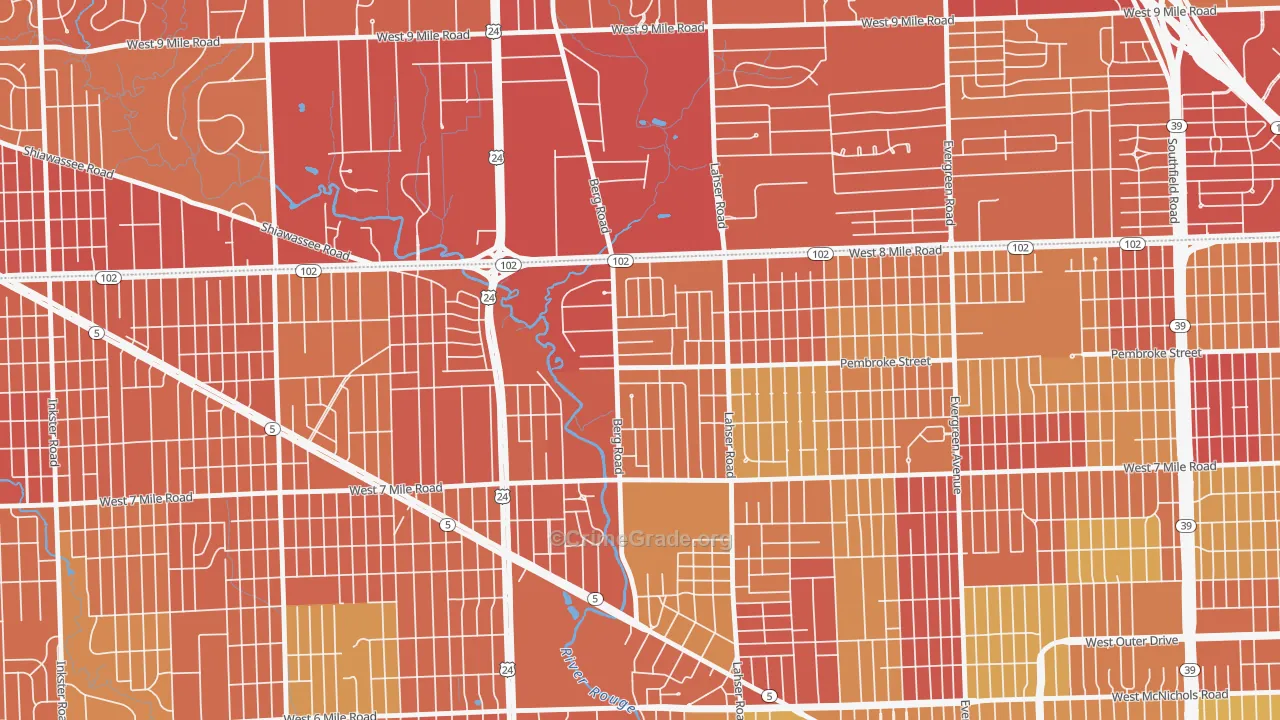 Berg-Lasher, Detroit, MI Map of Vehicle Theft Rates