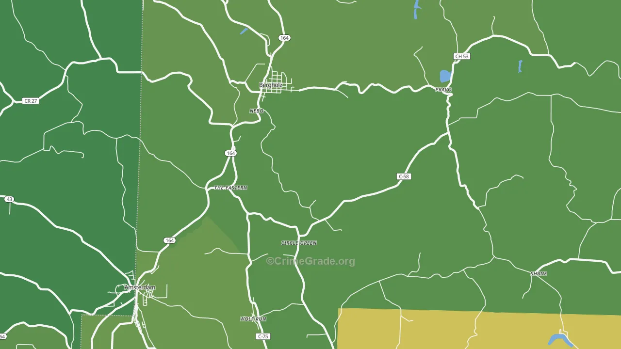 Bergholz, OH Map of Vehicle Theft Rates