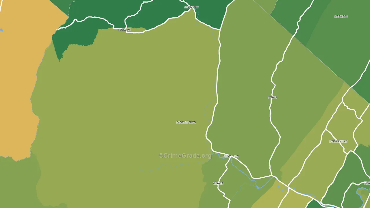 Bergton, VA Map of Vehicle Theft Rates