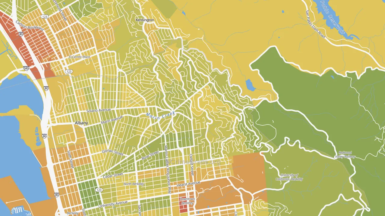 Berkeley Hills, Berkeley, CA Map of Vehicle Theft Rates