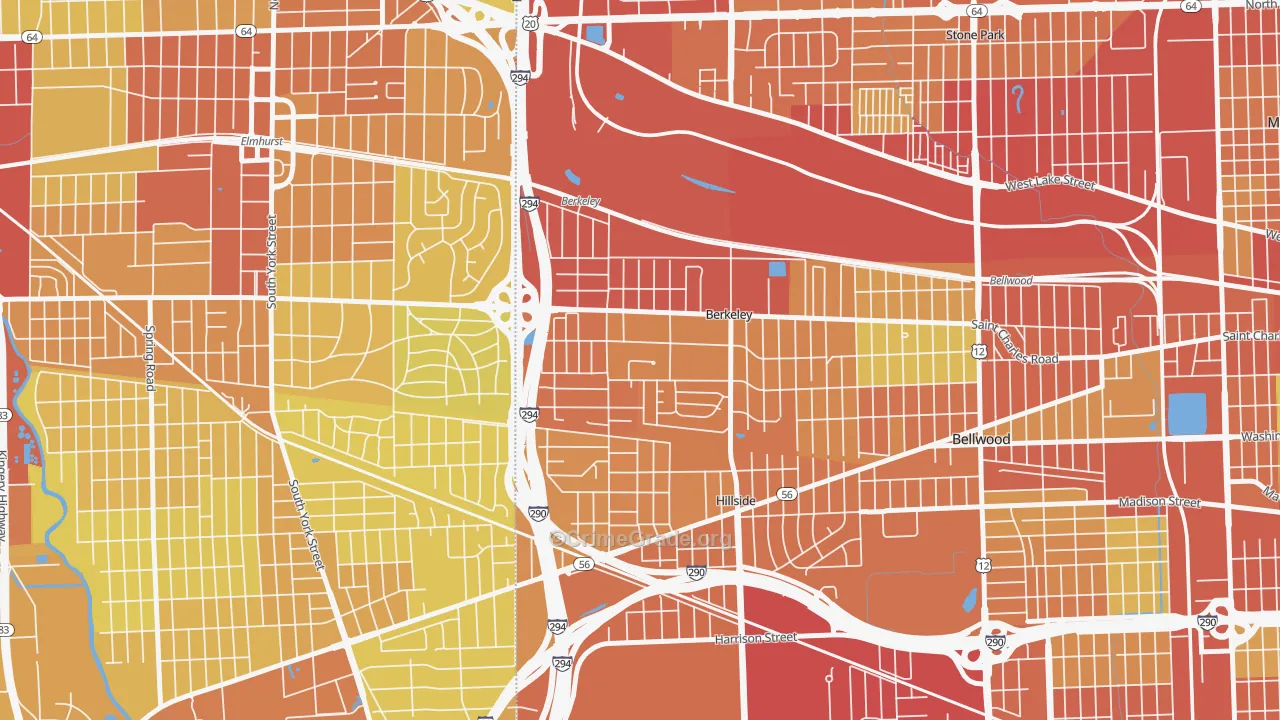 Berkeley, IL Map of Vehicle Theft Rates