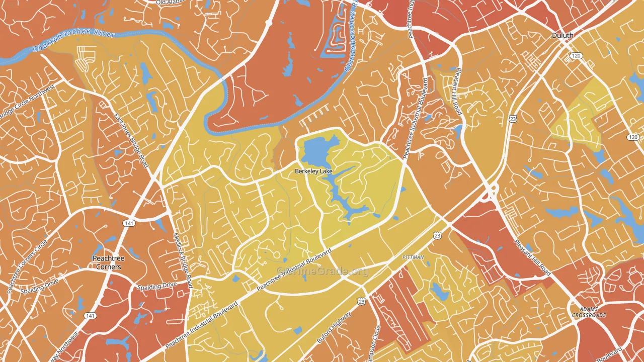 Berkeley Lake, GA Map of Vehicle Theft Rates