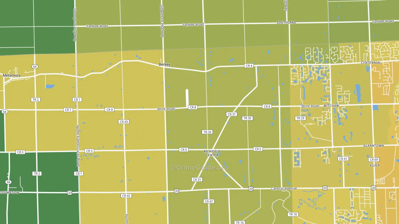Berkey, OH Map of Vehicle Theft Rates