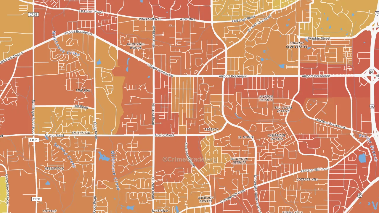 Berkleigh, Mobile, AL Map of Vehicle Theft Rates
