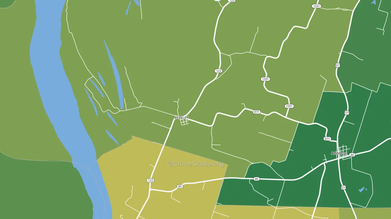 Berkley, KY Map of Vehicle Theft Rates