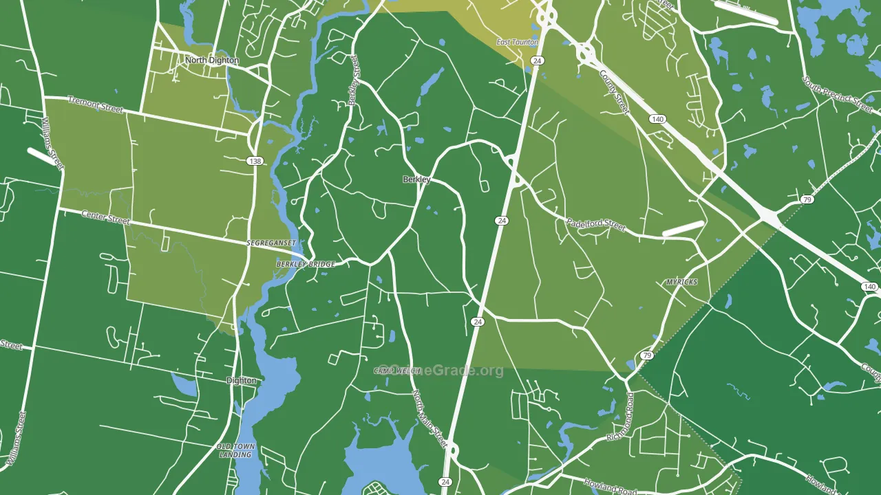 Berkley, MA Map of Vehicle Theft Rates