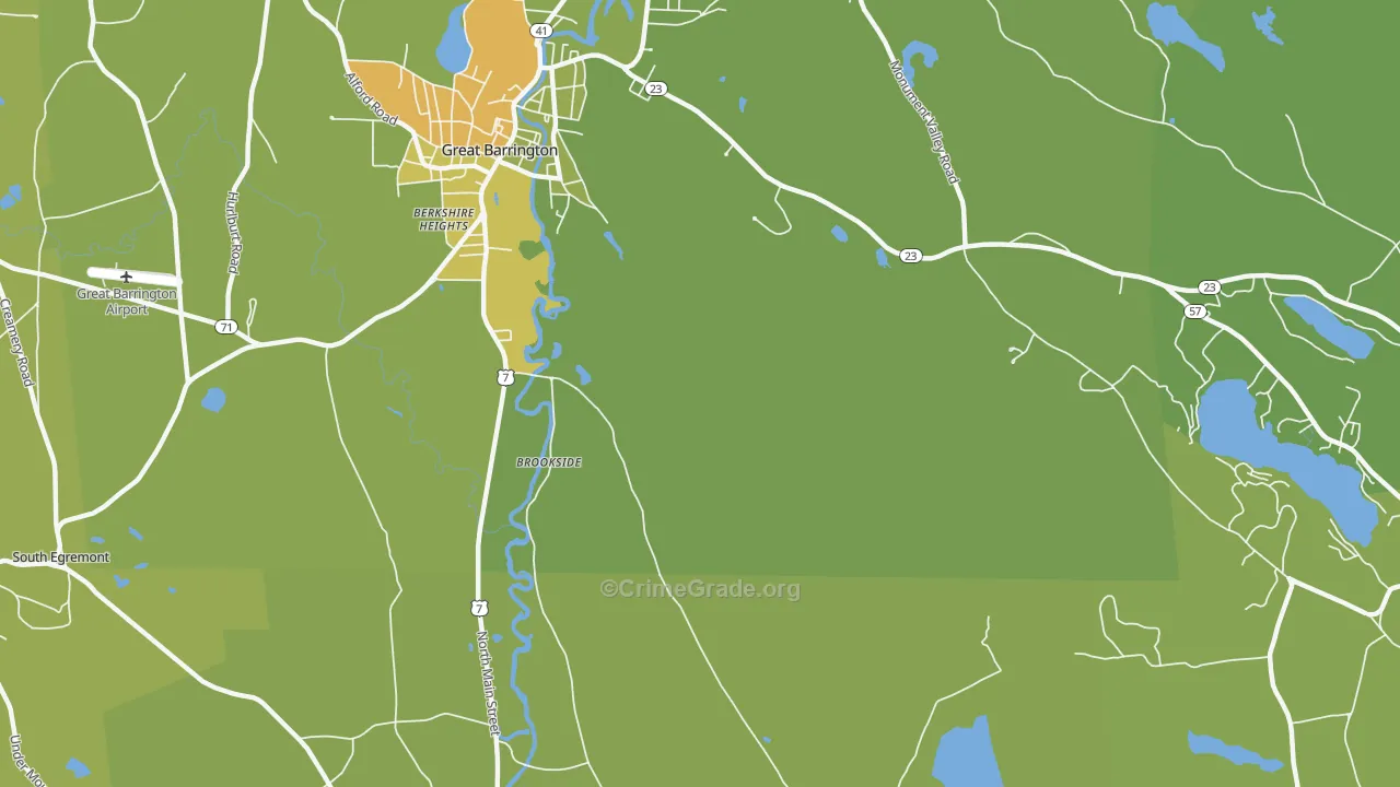 Berkshire Heights, MA Map of Vehicle Theft Rates
