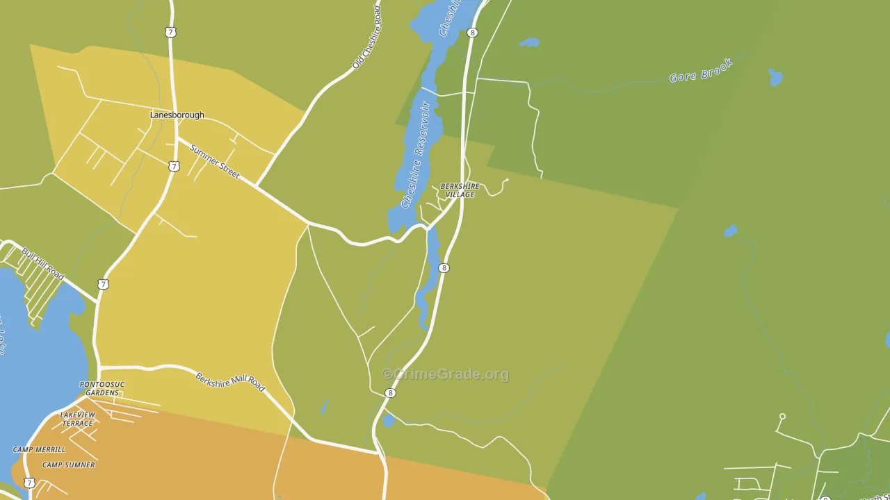 Berkshire, MA Map of Vehicle Theft Rates