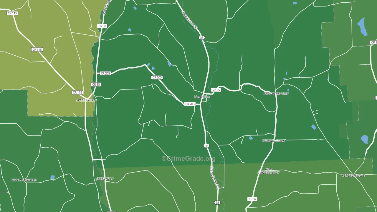 Berkshire, NY Map of Vehicle Theft Rates