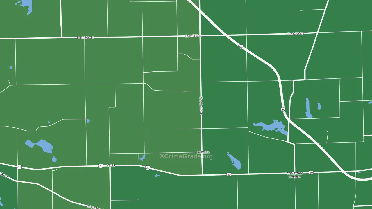 Berlien, IN Map of Vehicle Theft Rates