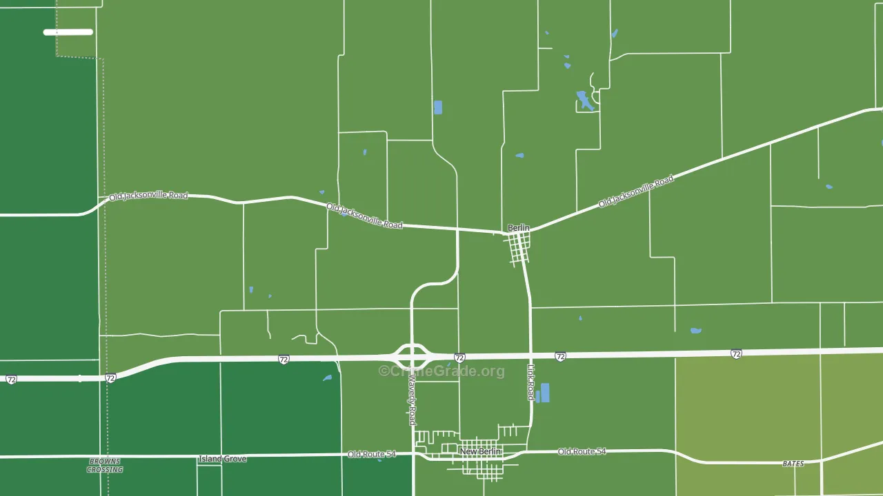 Berlin, IL Map of Vehicle Theft Rates
