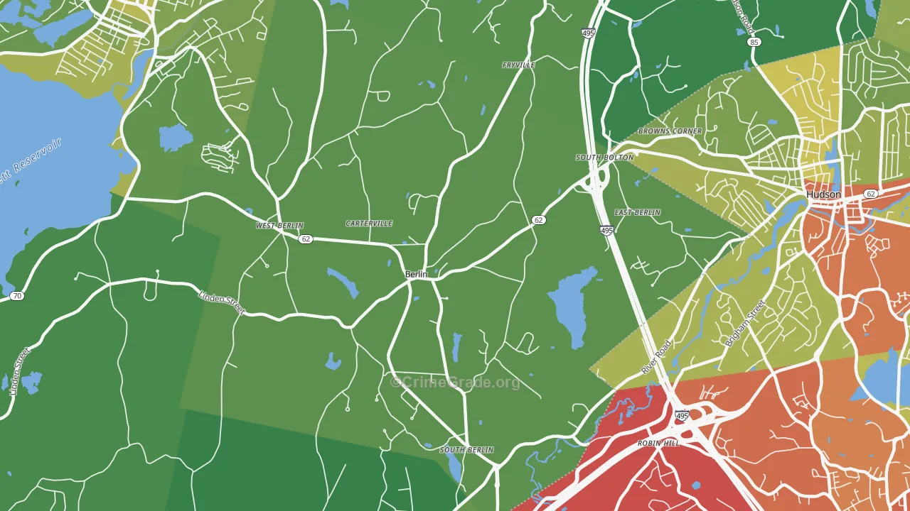 Berlin, MA Map of Vehicle Theft Rates