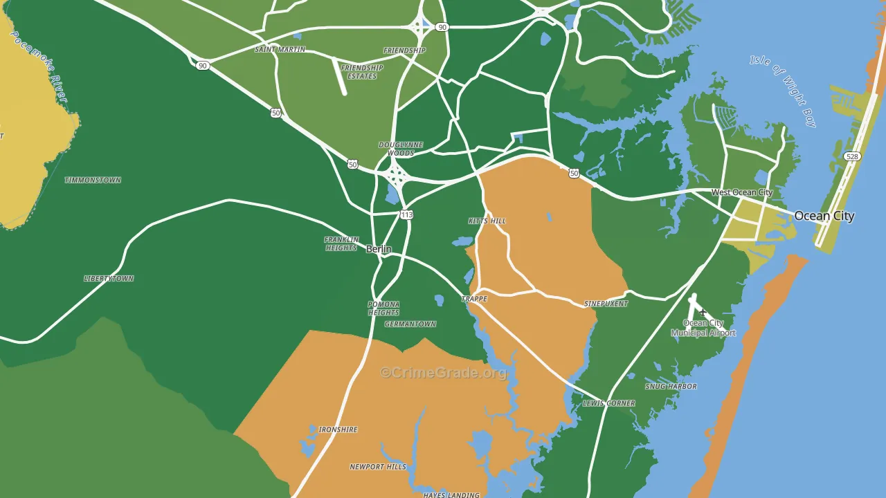 Berlin, MD Map of Vehicle Theft Rates