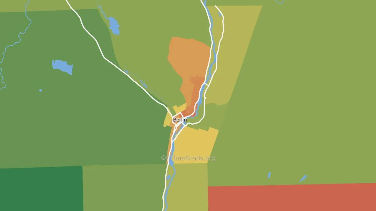 Berlin, NH Map of Vehicle Theft Rates