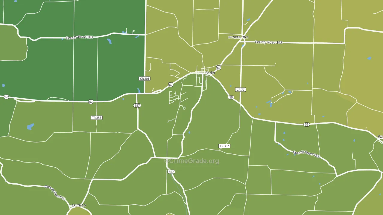 Berlin, OH Map of Vehicle Theft Rates