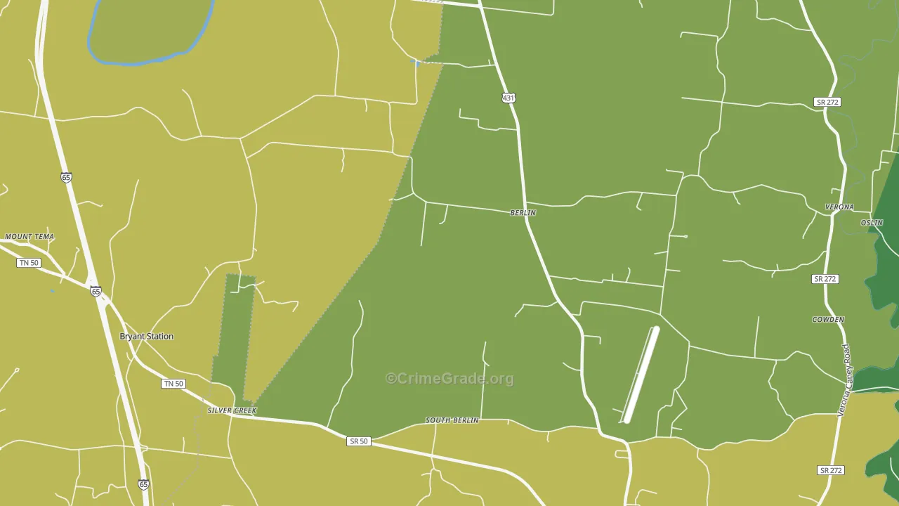 Berlin, TN Map of Vehicle Theft Rates