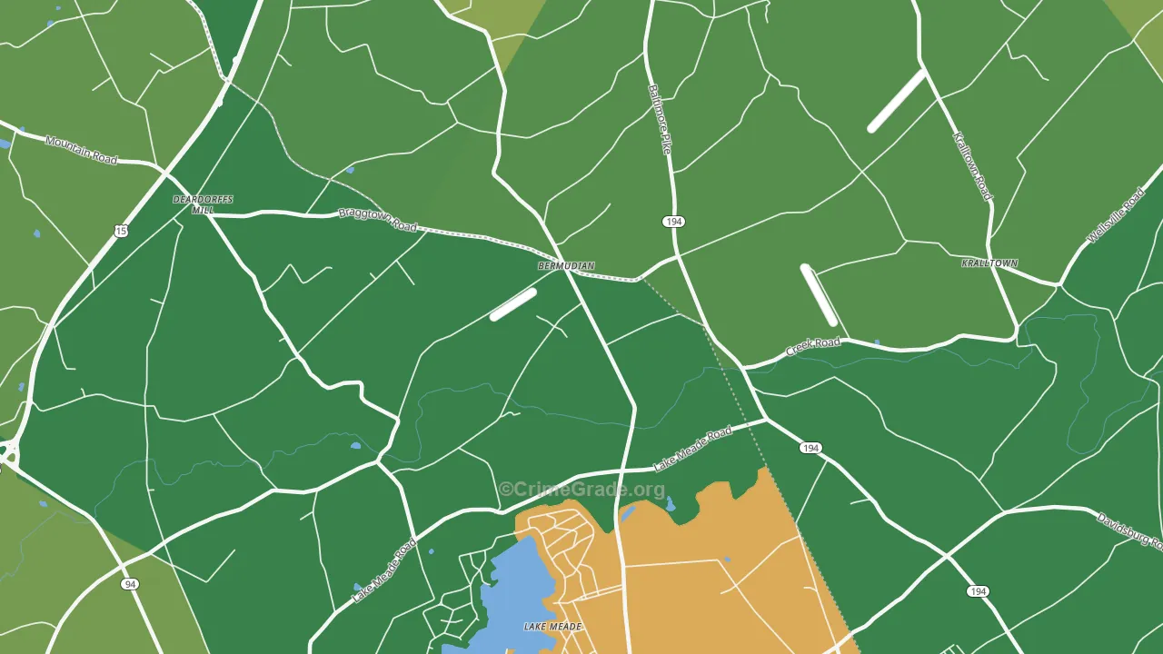 Bermudian, PA Map of Vehicle Theft Rates
