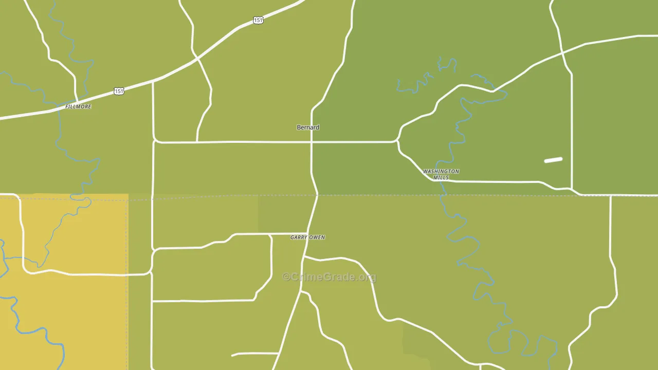 Bernard, IA Map of Vehicle Theft Rates