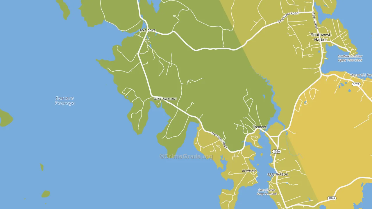 Bernard, ME Map of Vehicle Theft Rates