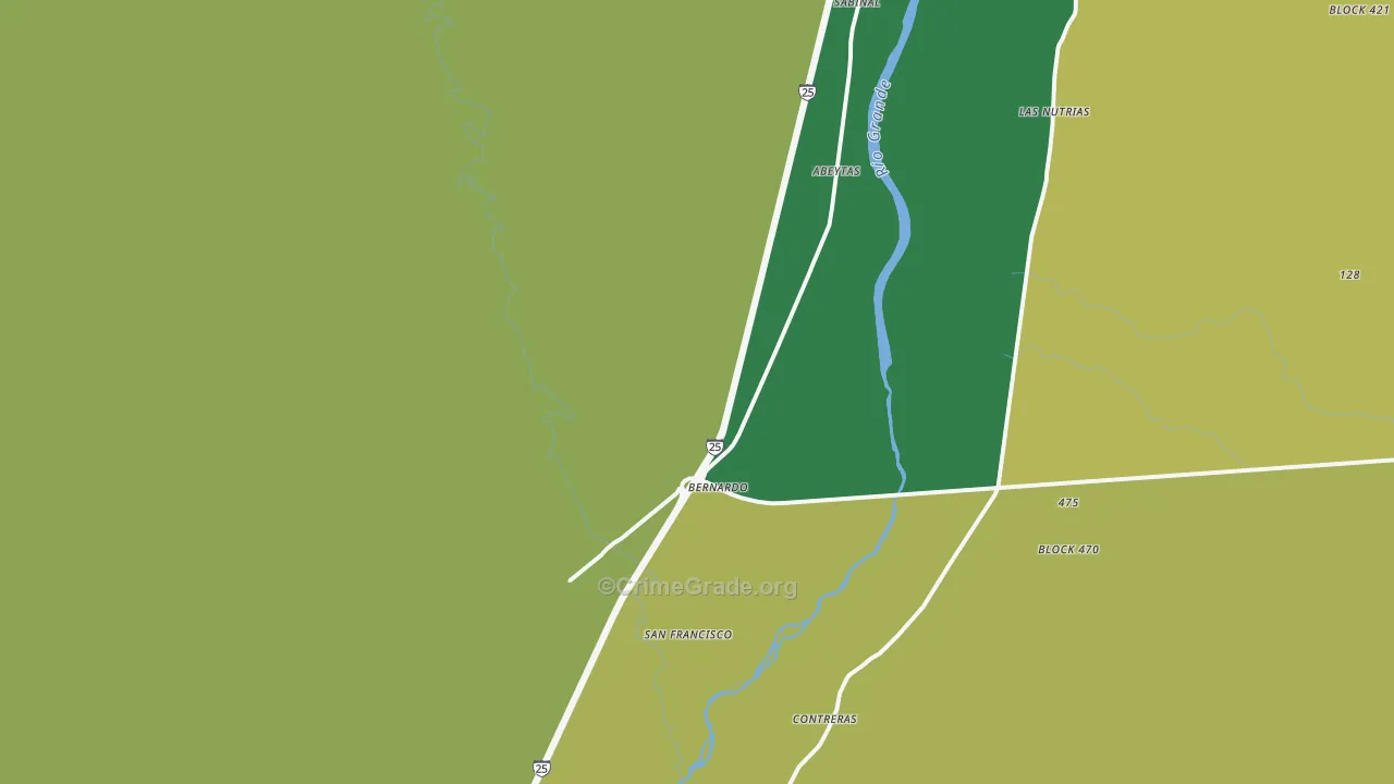 Bernardo, NM Map of Vehicle Theft Rates