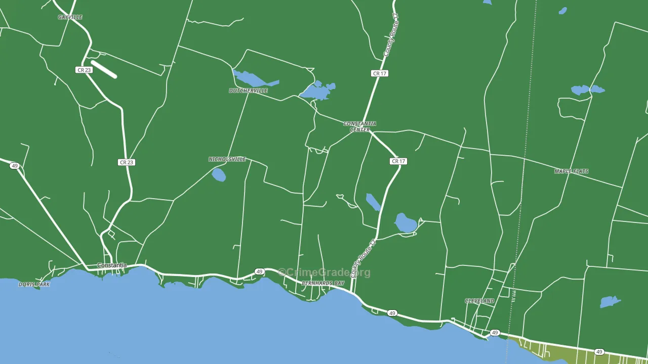 Bernhards Bay, NY Map of Vehicle Theft Rates