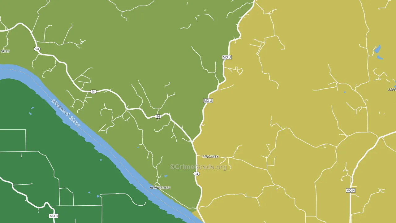 Bernheimer, MO Map of Vehicle Theft Rates