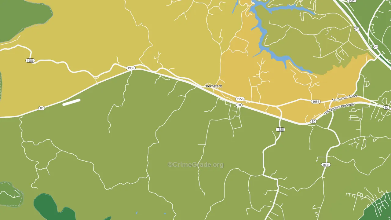Bernstadt, KY Map of Vehicle Theft Rates