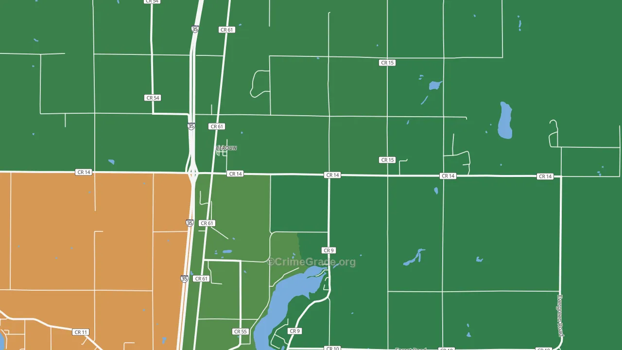 Beroun, MN Map of Vehicle Theft Rates