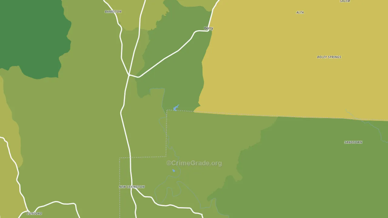 Berry, AL Map of Vehicle Theft Rates
