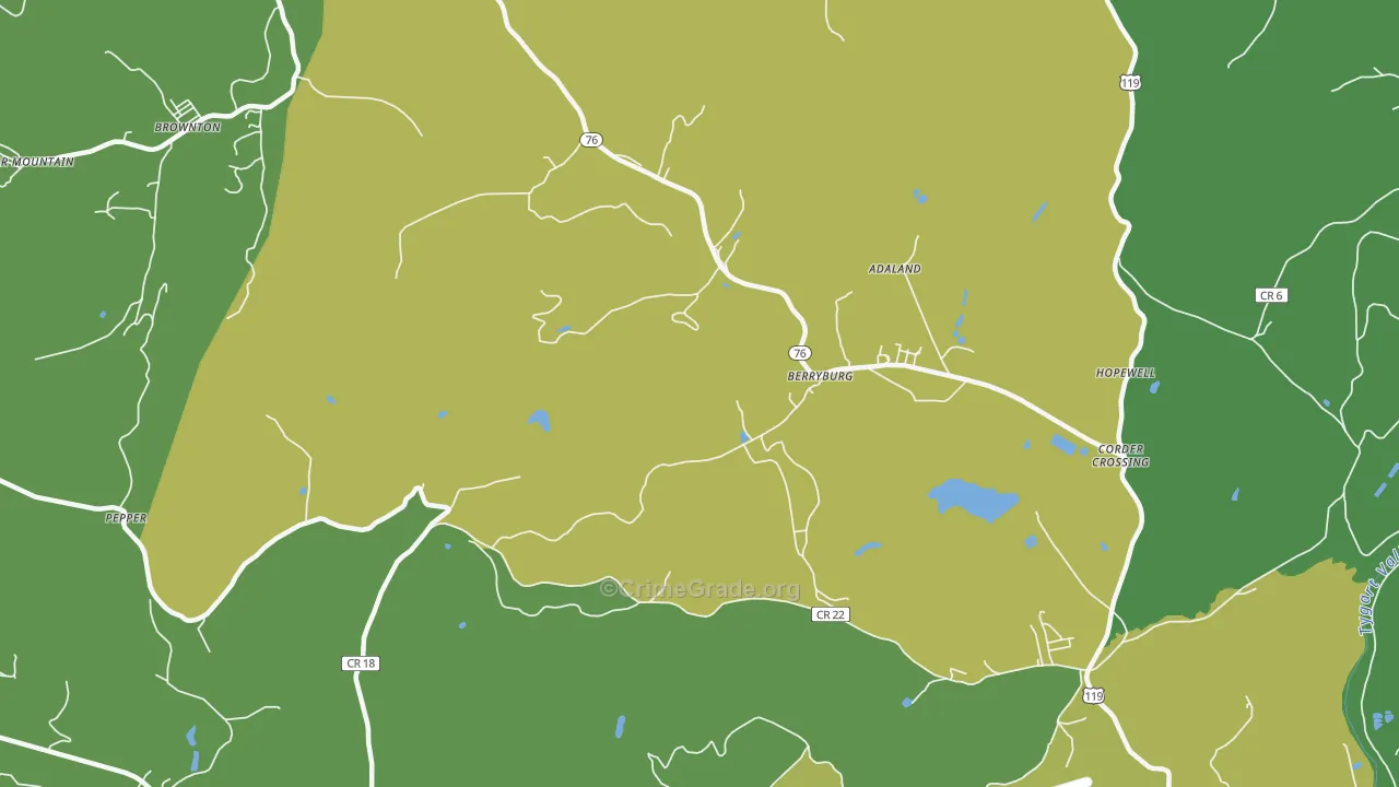 Berryburg, WV Map of Vehicle Theft Rates