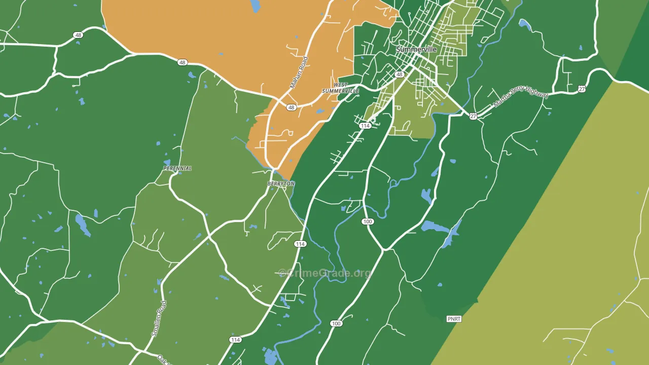 Berryton, GA Map of Vehicle Theft Rates