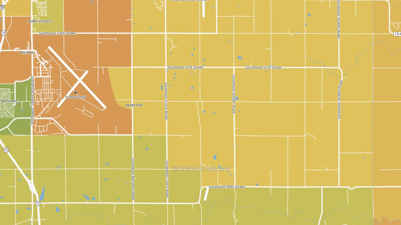 Berryton, KS Map of Vehicle Theft Rates