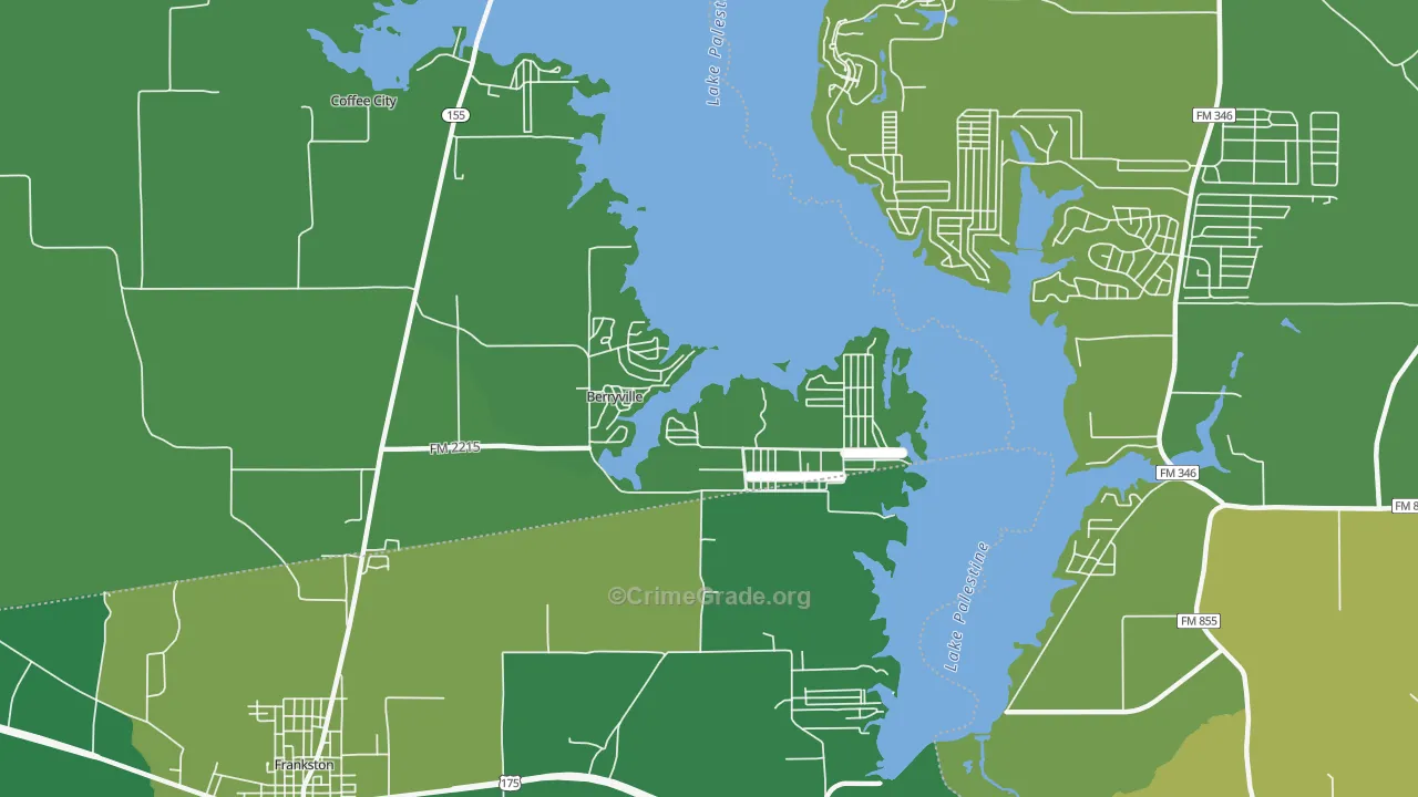 Berryville, TX Map of Vehicle Theft Rates