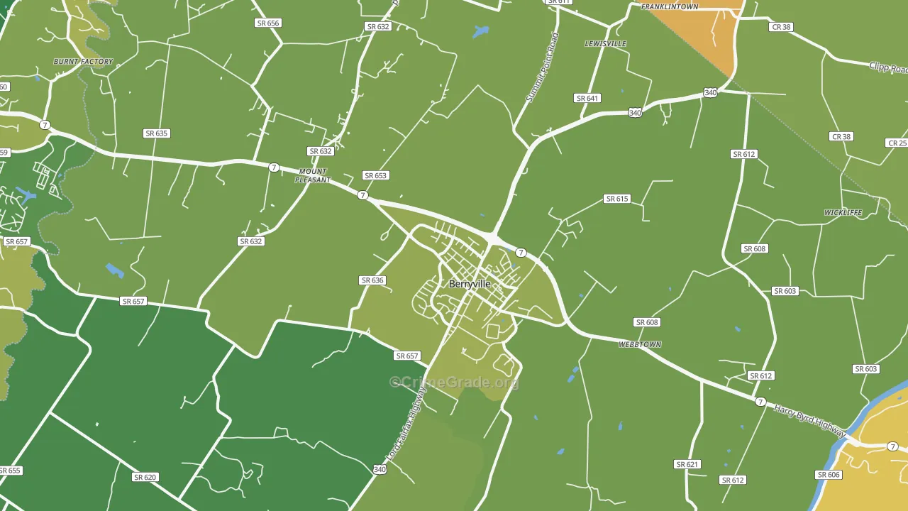 Berryville, VA Map of Vehicle Theft Rates