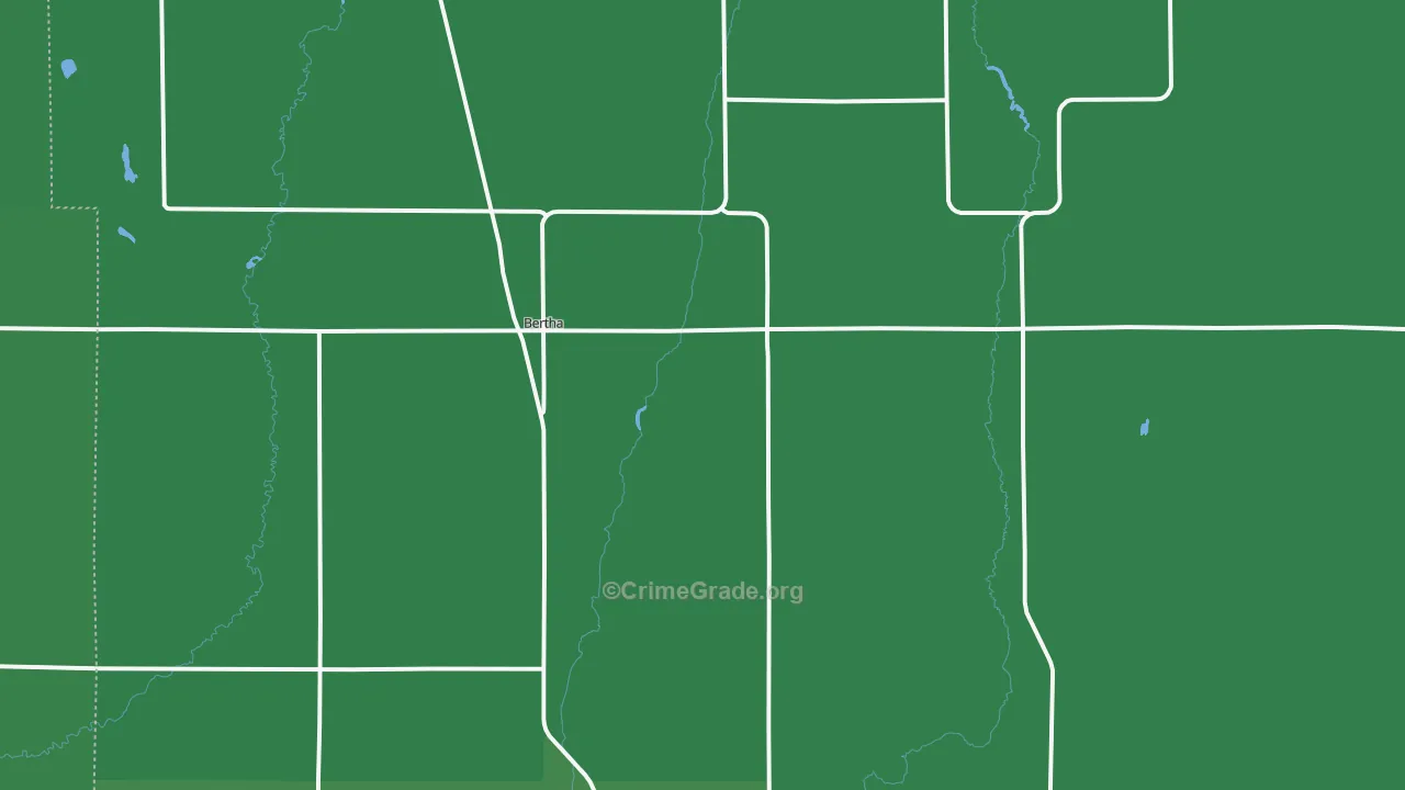 Bertha, MN Map of Vehicle Theft Rates