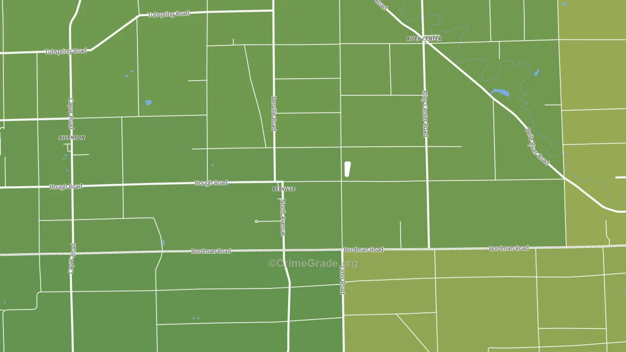 Berville, MI Map of Vehicle Theft Rates