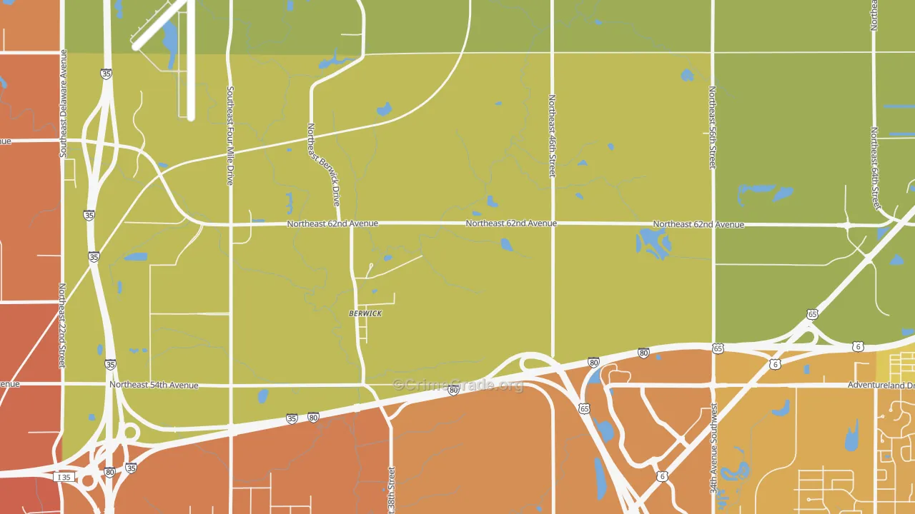 Berwick, IA Map of Vehicle Theft Rates
