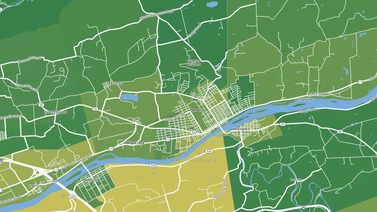 Berwick, PA Map of Vehicle Theft Rates