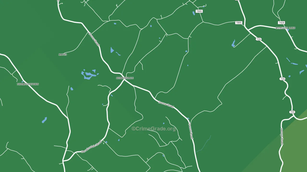 Berwinsdale, PA Map of Vehicle Theft Rates