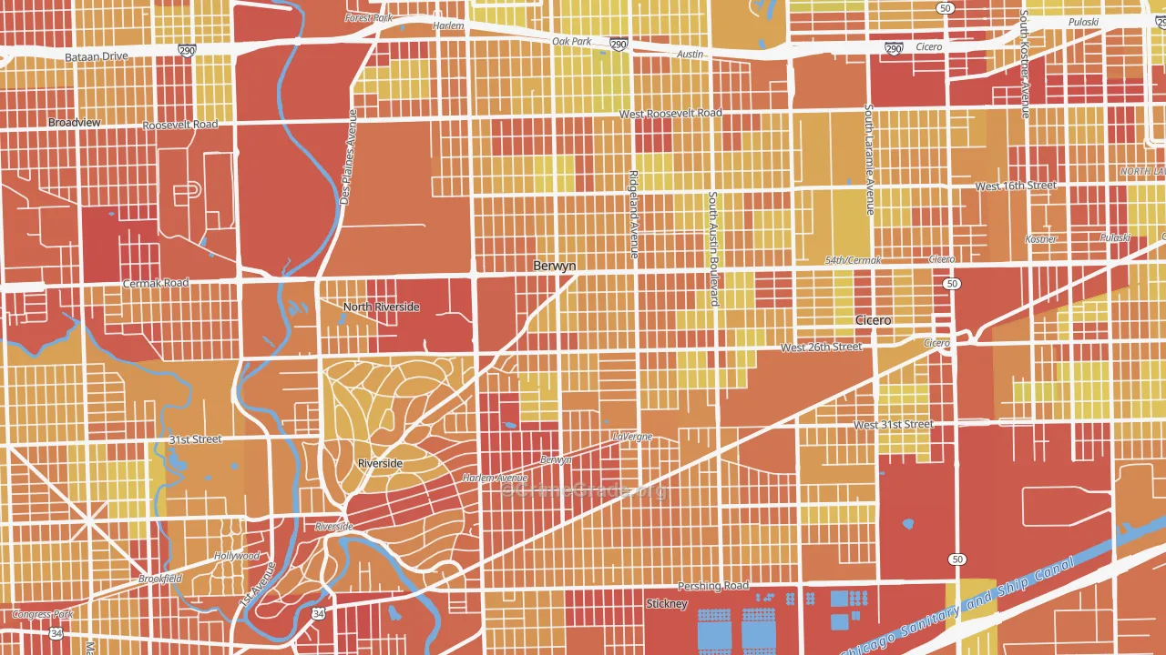 Berwyn, IL Map of Vehicle Theft Rates