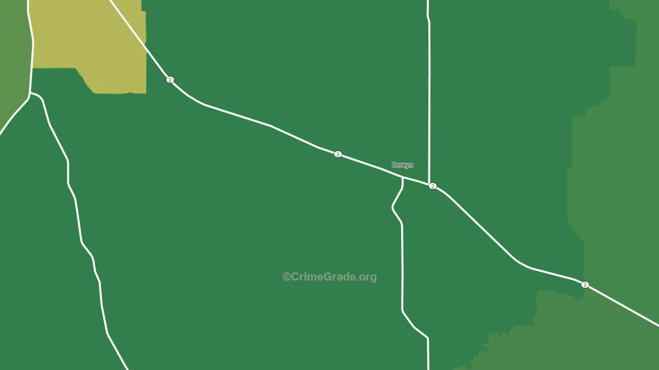 Berwyn, NE Map of Vehicle Theft Rates