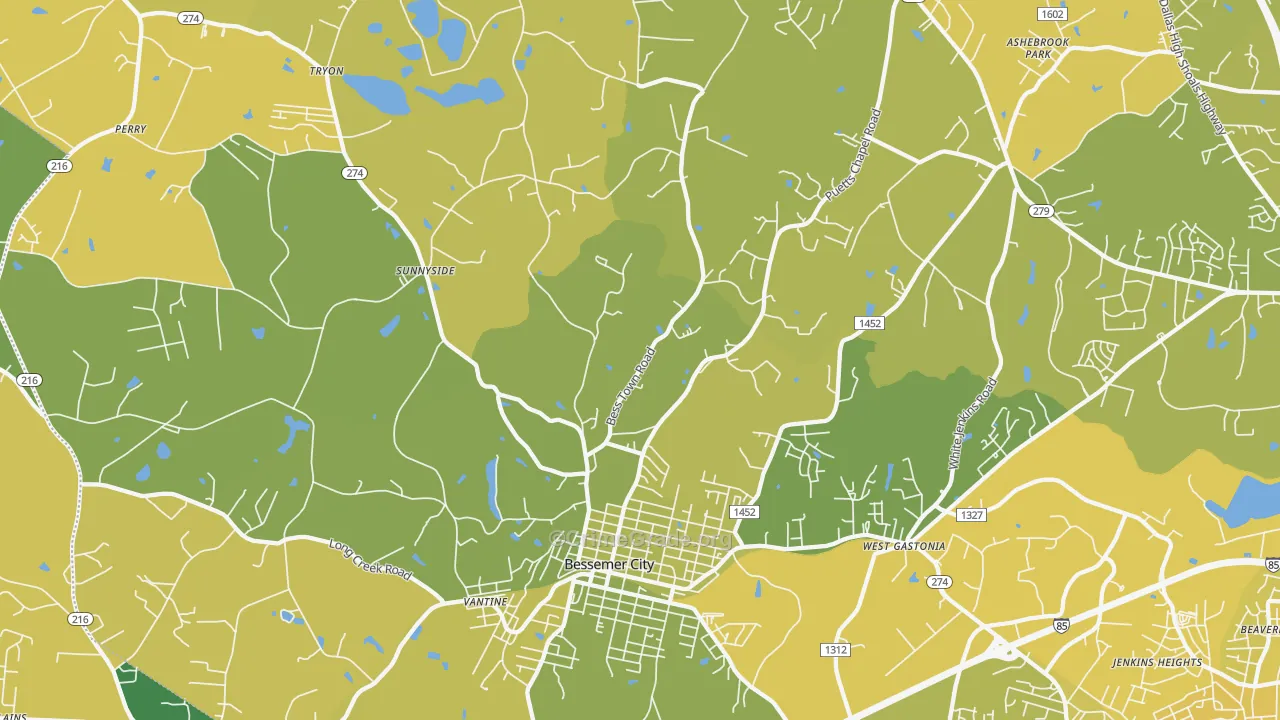 Bessemer City, NC Map of Vehicle Theft Rates