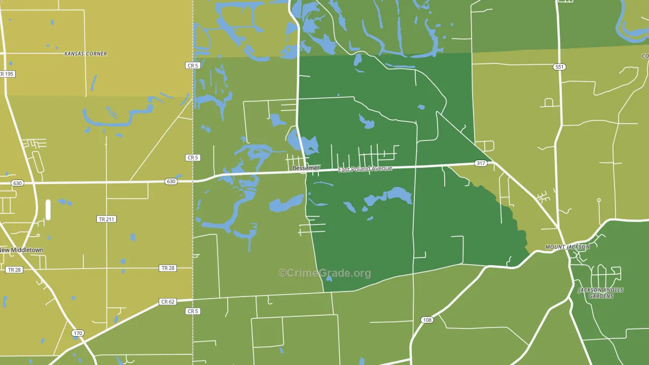 Bessemer, PA Map of Vehicle Theft Rates