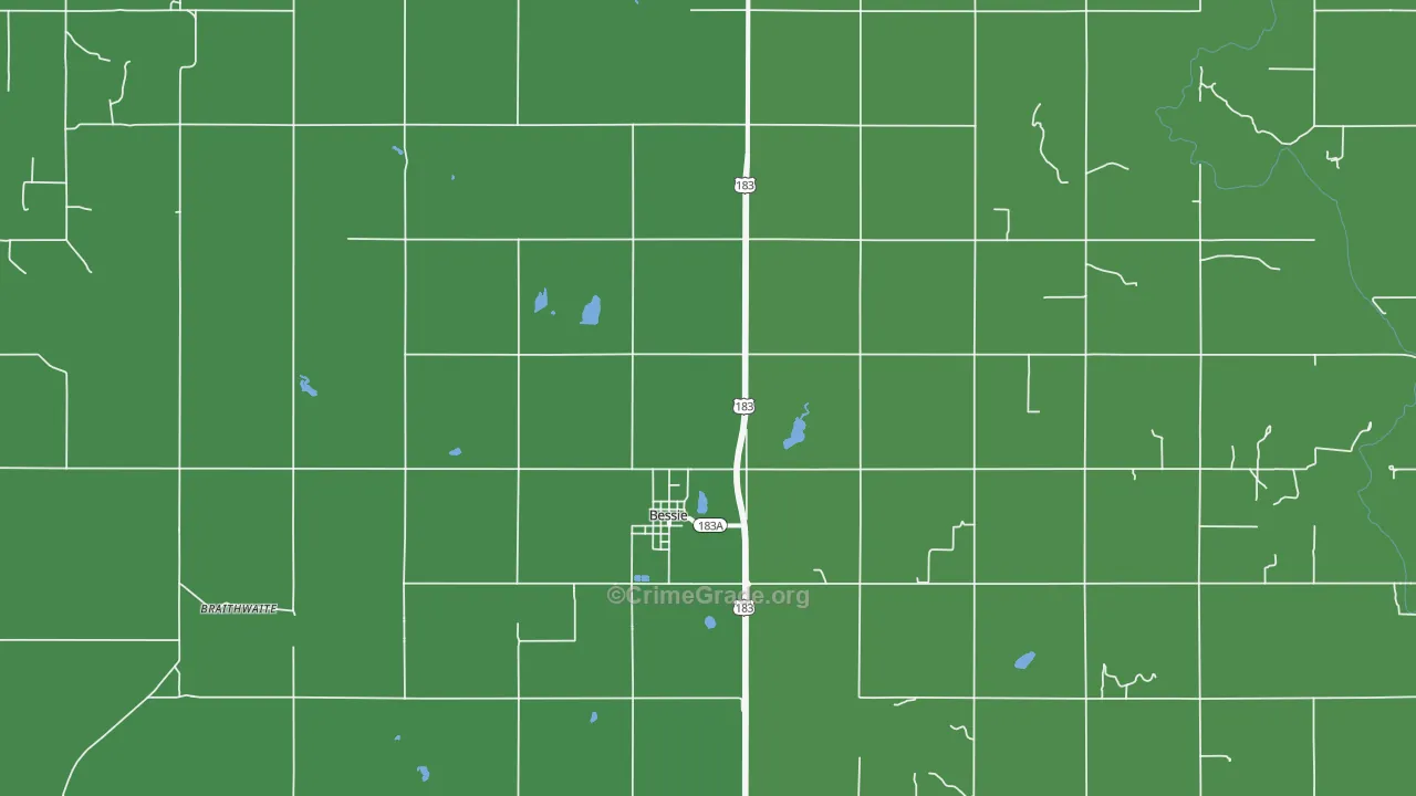 Bessie, OK Map of Vehicle Theft Rates