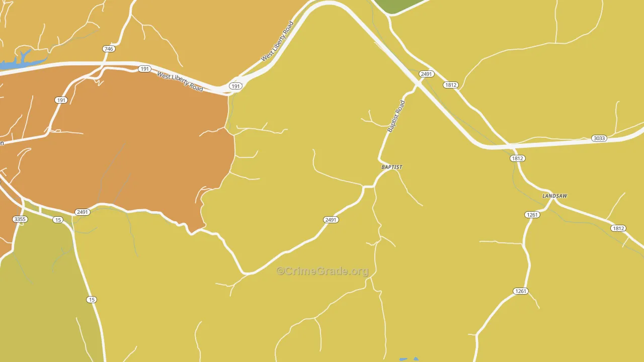 Bethany, KY Map of Vehicle Theft Rates