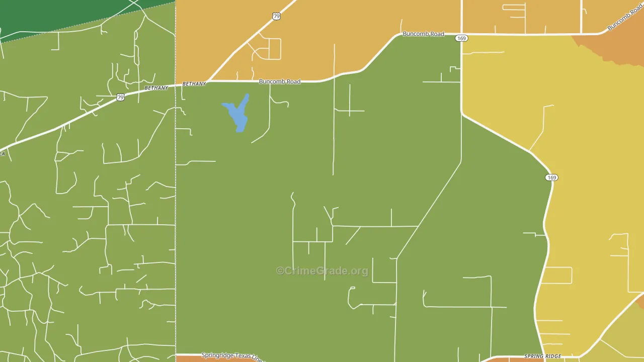Bethany, LA Map of Vehicle Theft Rates
