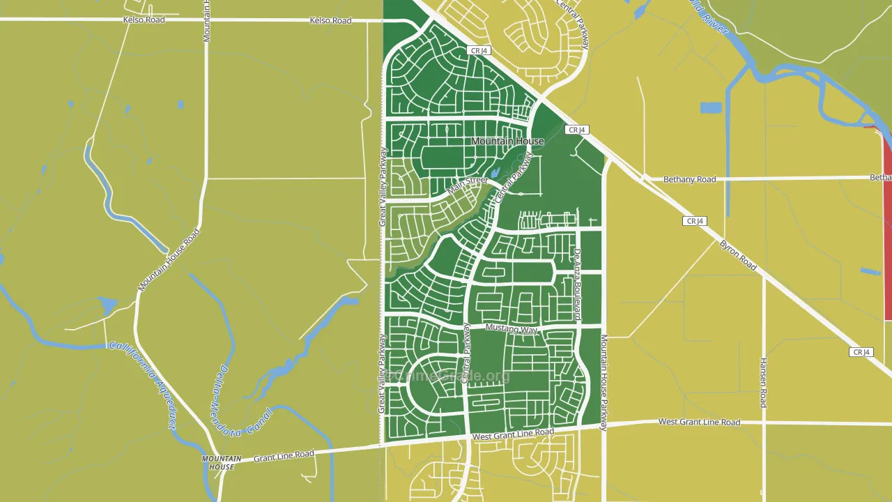 Bethany, Mountain House, CA Map of Vehicle Theft Rates