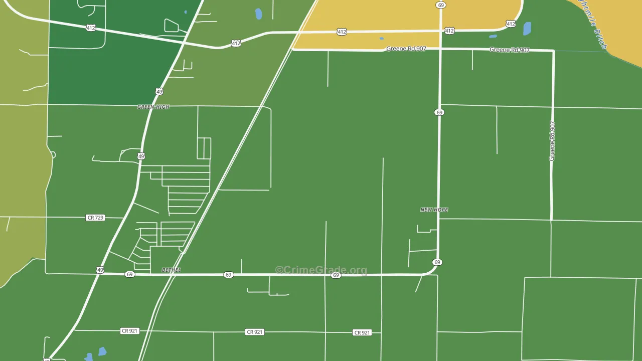 Bethel, AR Map of Vehicle Theft Rates