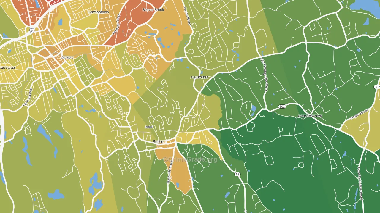 Bethel, CT Map of Vehicle Theft Rates
